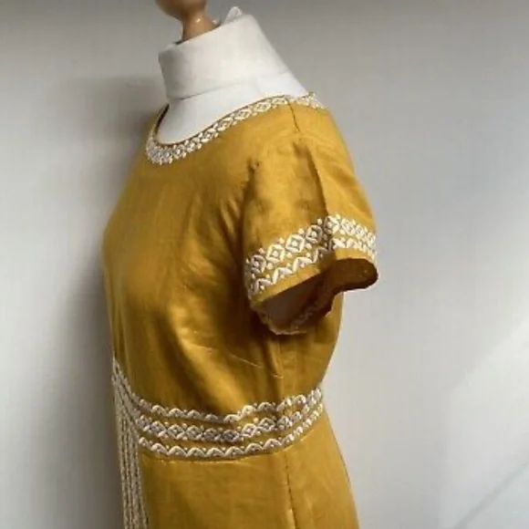Boden - Laura Linen Embroidered Dress Sz 6L - Picture 12 of 13